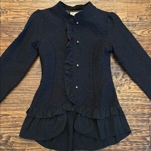 Joyfolie Black Ruffled Long Sleeve Jacket